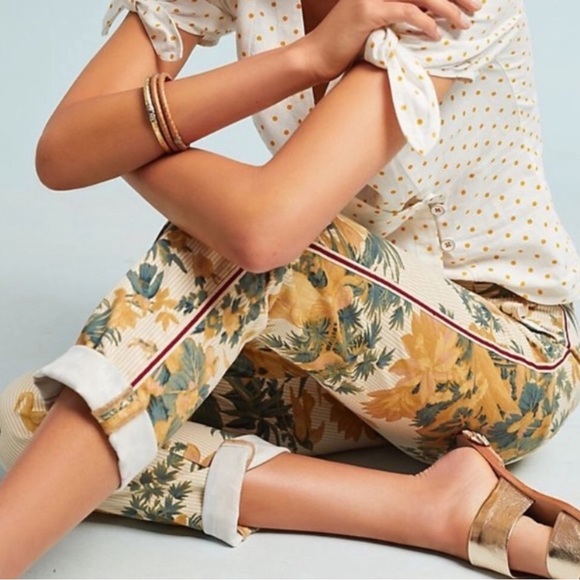 Chino by Anthropologie Relaxed Tropical Print Pants - Picture 2 of 12